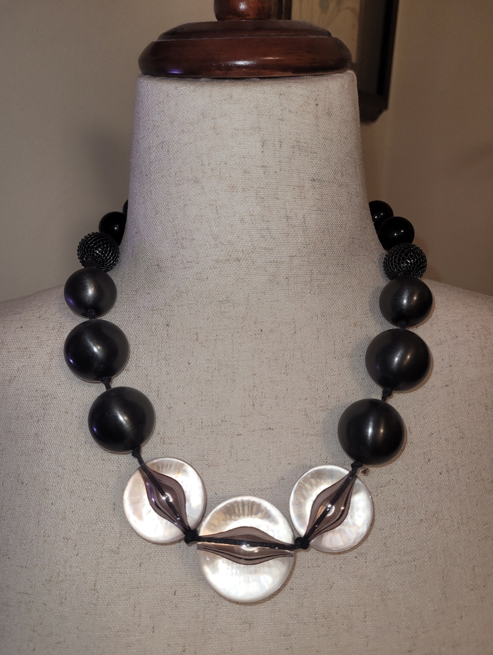 Black, Grey & Clear Chunky Beaded Statement Necklace